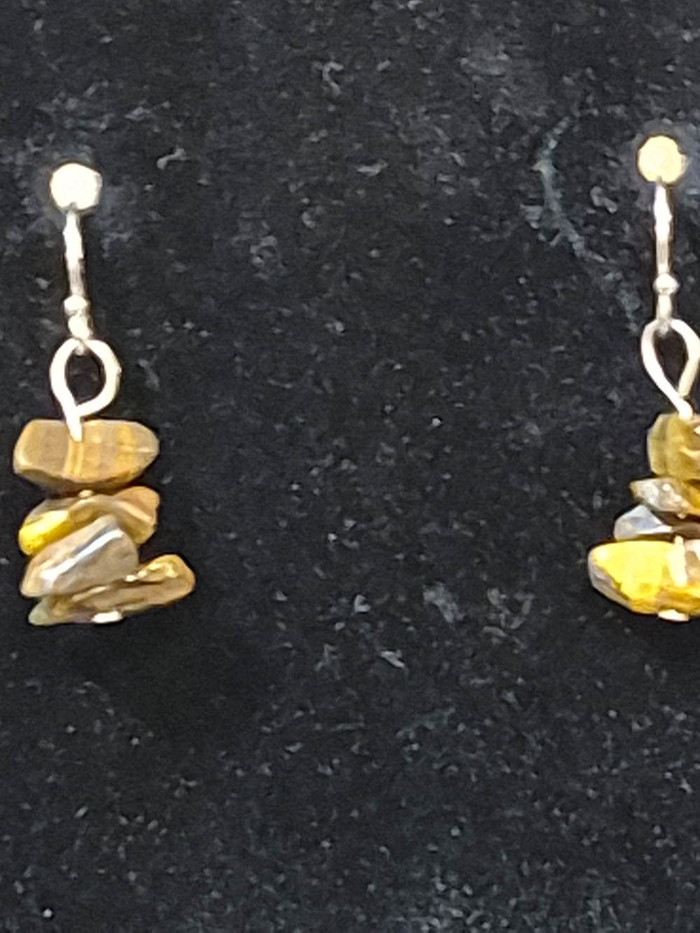 Natural Tiger's Eye Gemstone Chip Dangle Earrings